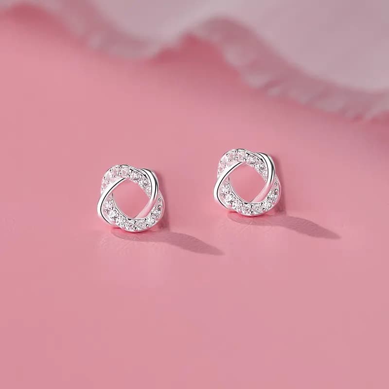 Orecchini geometrici in argento sterling 925 Pietre di zirconi alla moda Design avanzato Regalo per ragazza Orecchini eleganti per le donne