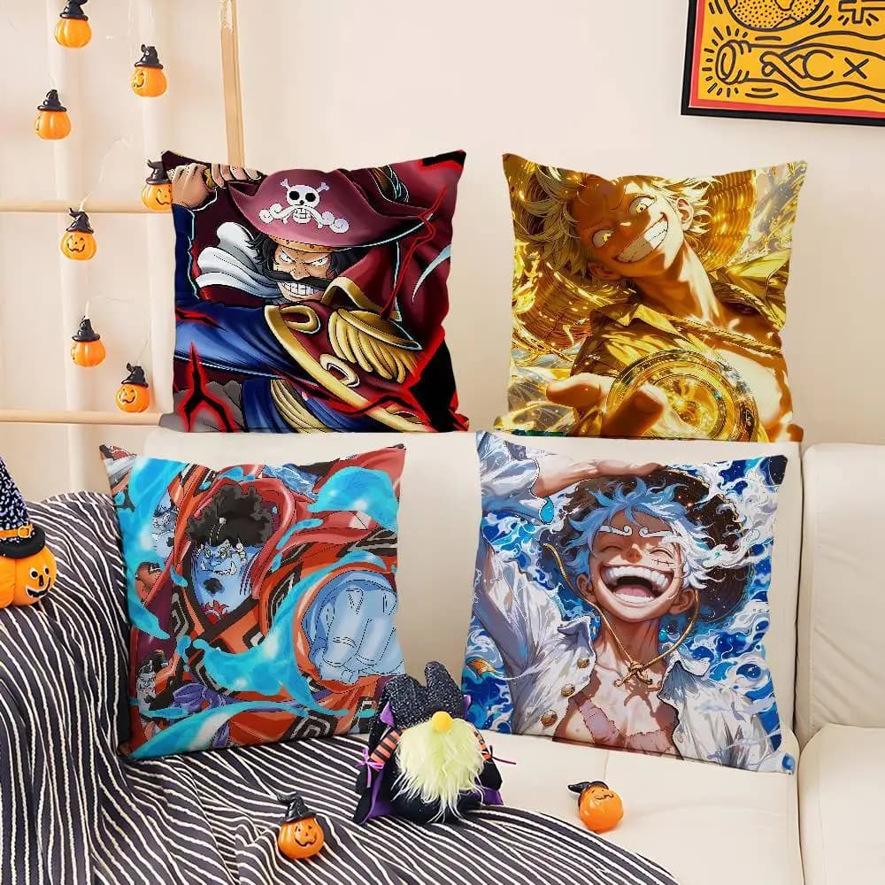 One Piece Dressrosa Arc Anime Plush Pillow Cover Soft Short Plush Cushion Cover For Sofa Bedroom Home Decor Gift