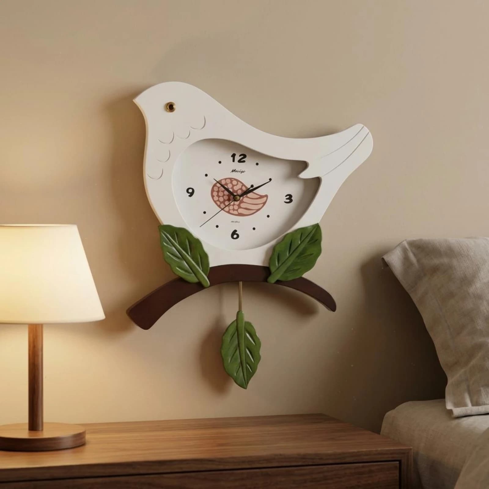 Wood Bird Timepiece Modern Minimalist Bird Wall Timepiece Home Decor Fashionable Easy to Install for Bedroom