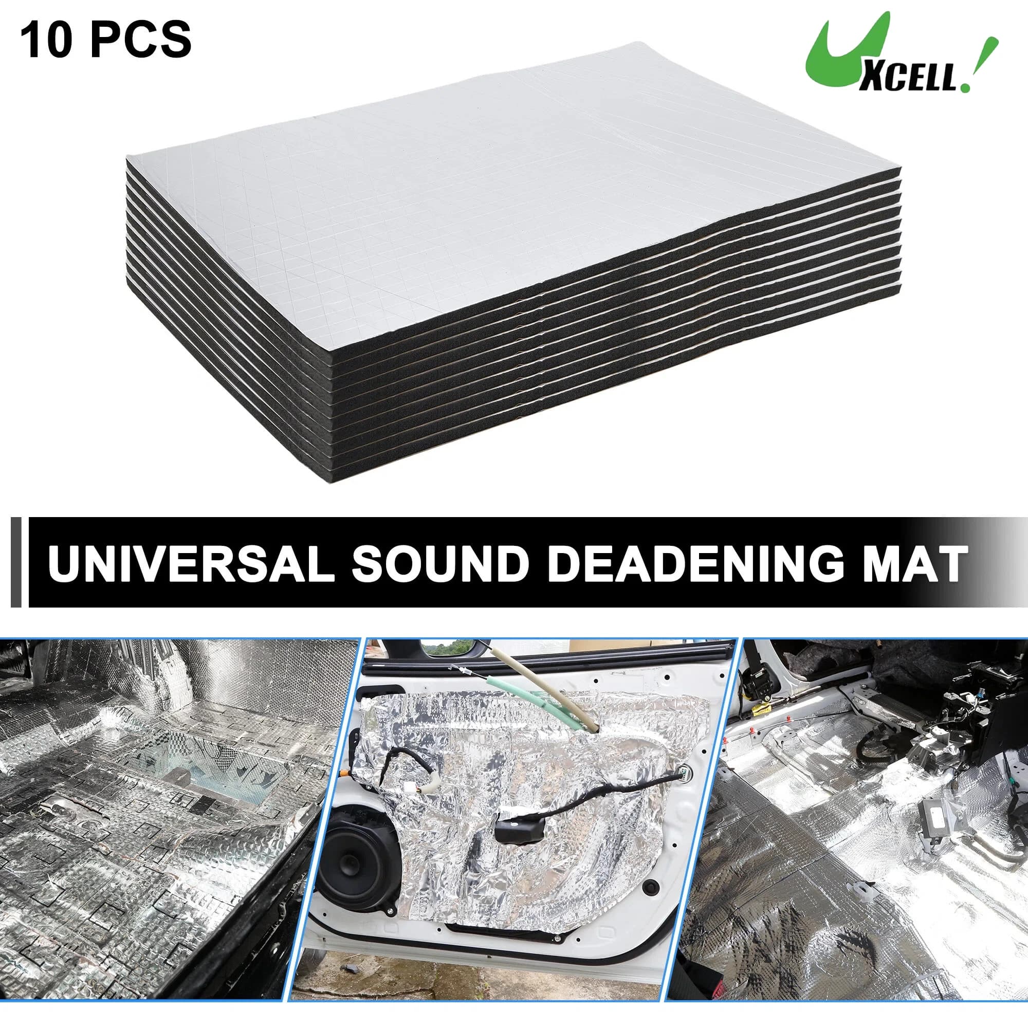 UXCELL 10 Pieces 40x25cm 10mm Foam Absorbent Car Mat with Aluminium Foil Thermal Shield for Auto and Boats