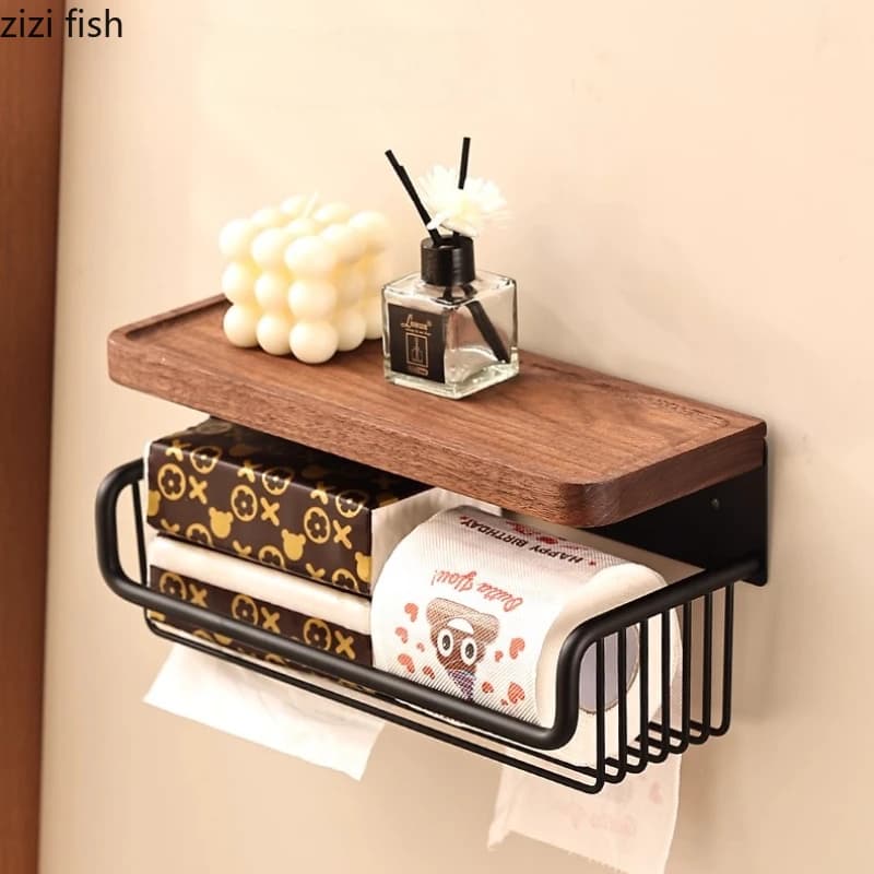 Bathroom Shelf Wall Mounted Storage Rack Tissue Holder Toilet Paper Holders Napkin Holders Storage Basket Storages Holder