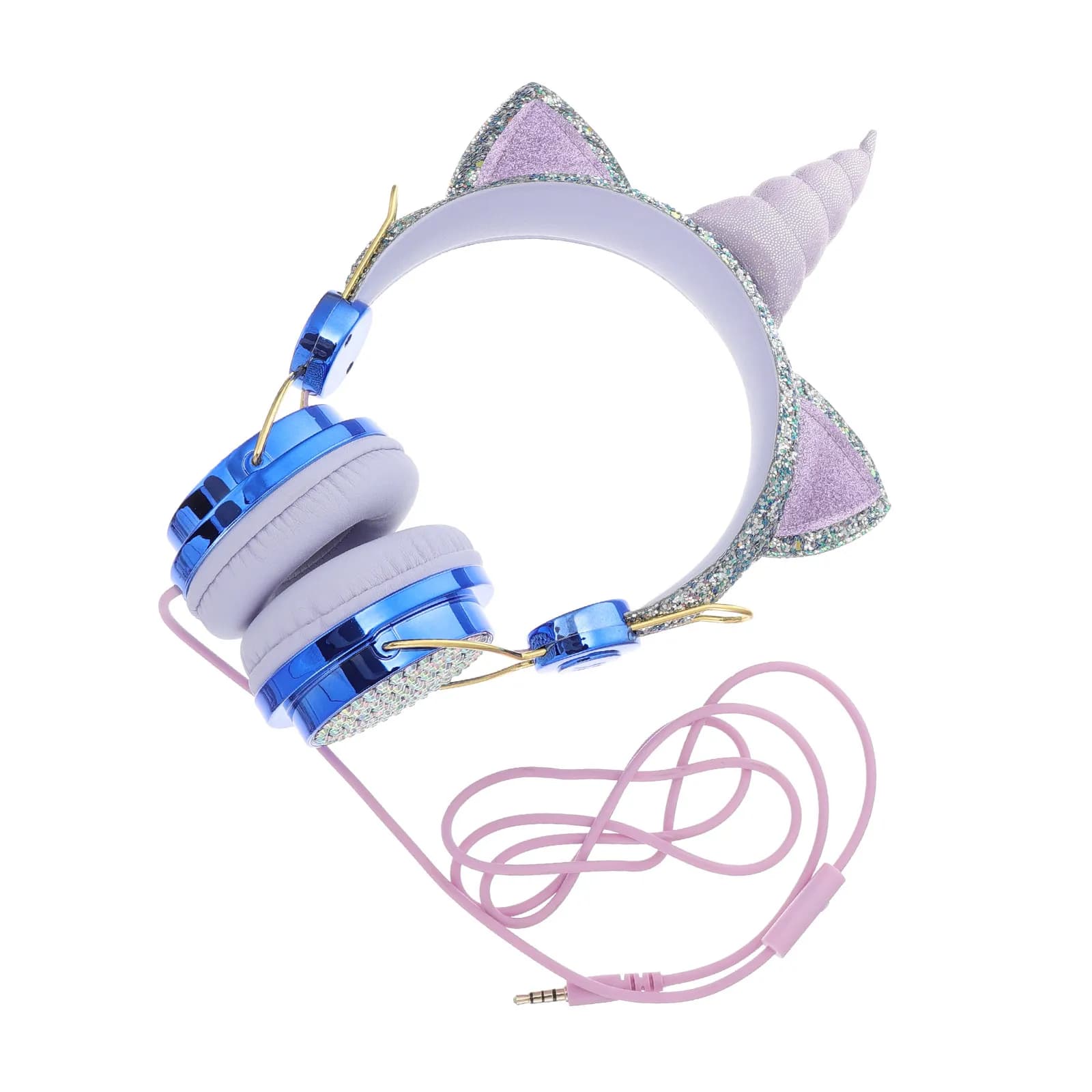 1 pair of headphones with unicorn-shaped design, premium stereo audio, comfy over-ear headphones for computer games, breathable and read