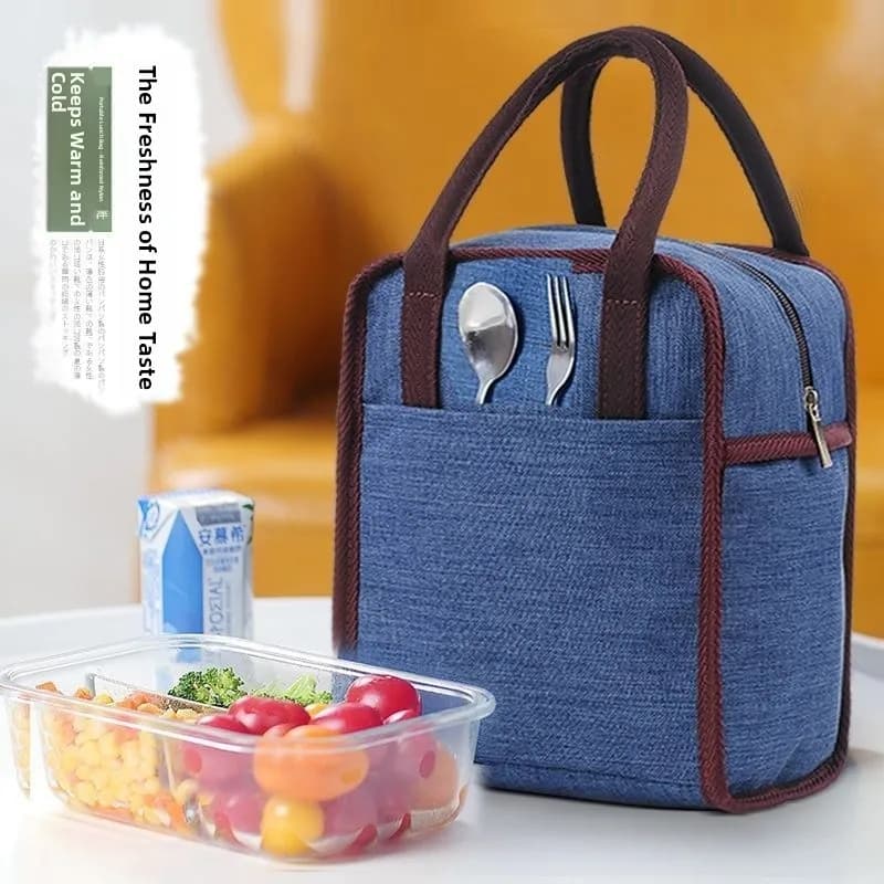Borsa Termica Rotonda per Pranzo, Borsa a Tracolla per Lavoratori d'Ufficio, Contenitore Portatile per Pasti, Portavivande Termico