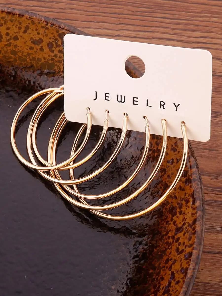 3 Pairs Minimalist Hoop Earrings For Women