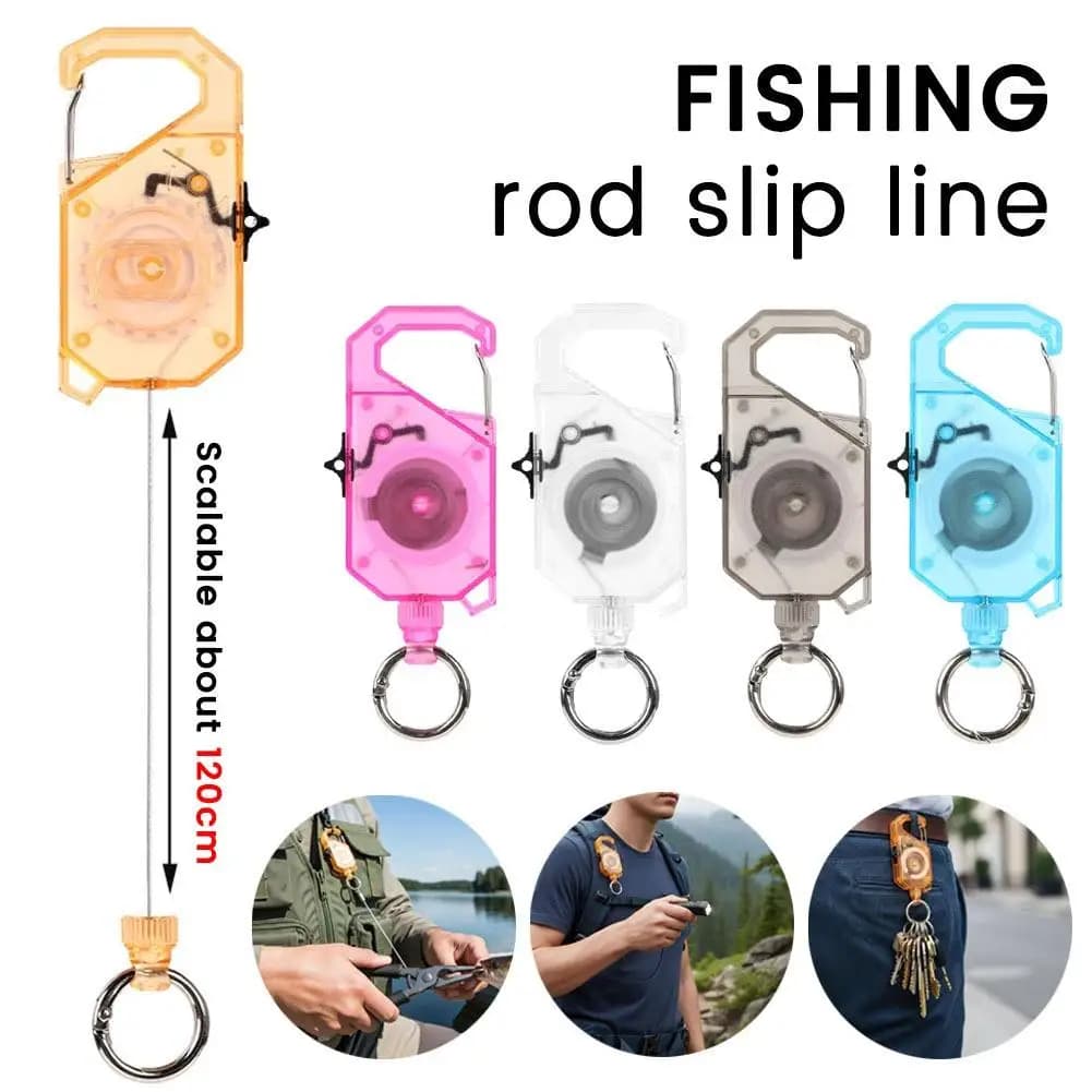 Safety Chain Retractable for Fishing Rod, Keychain Scalable with Switch, Easy Strap Mosque, Outdoor Fishing Equipment Accessories