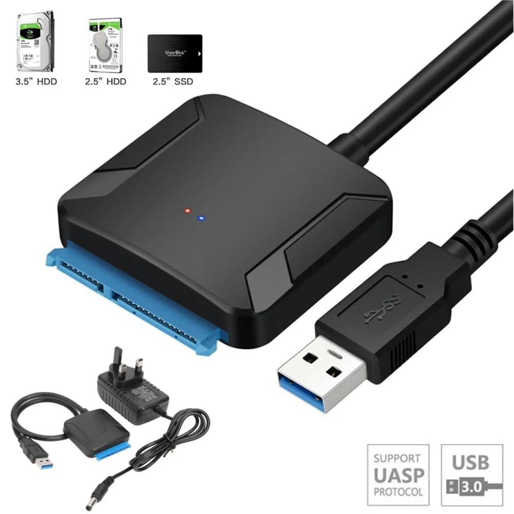 Cavo convertitore USB 3.0 a SATA portatile, trasmissione veloce, supporto per SSD/HDD esterni da 2,5/3,5 pollici, adattatore per hard disk.