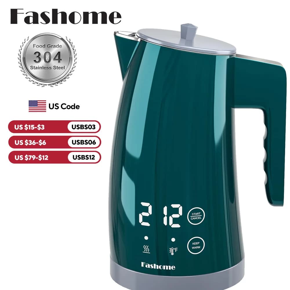 Bollitore Elettrico 1200W 1.25L, Ebollizione Rapida, per Caffè e Tè, Mantenimento Calore 2 Ore, Controllo Temperatura, Teiera Elettrica per Casa e Cucina