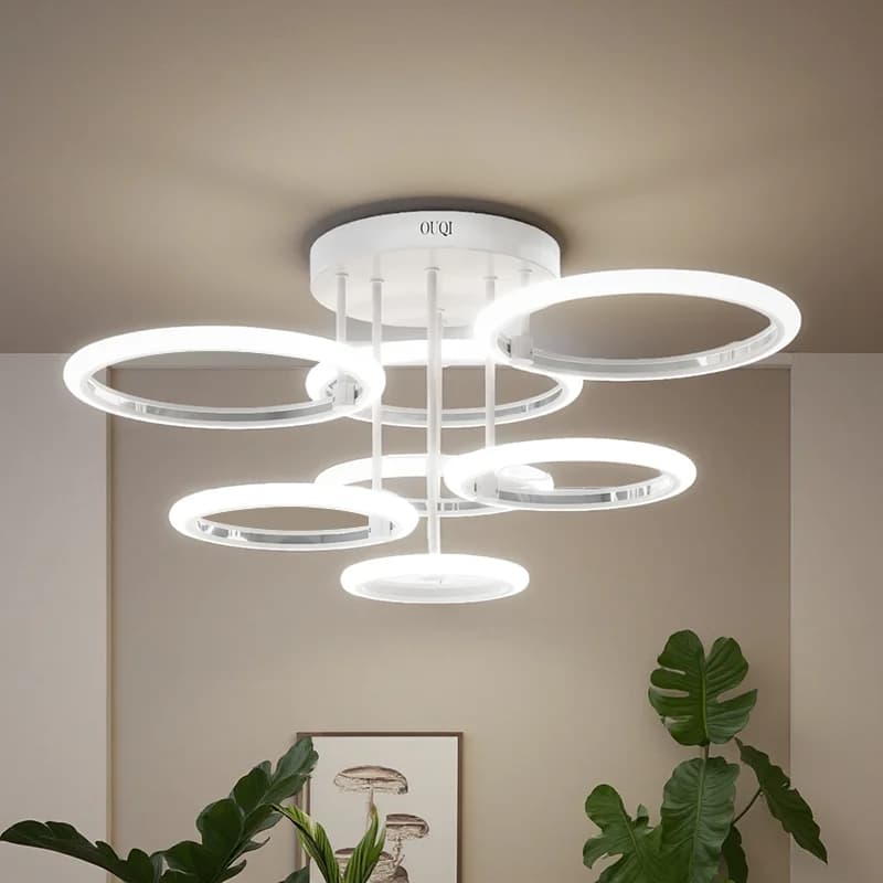 6/7/9 Ring LED Ceiling light Big Size Pendant lamp Indoor hall lighting High end hotel Chandelier 10800LM White/Warm with Remote