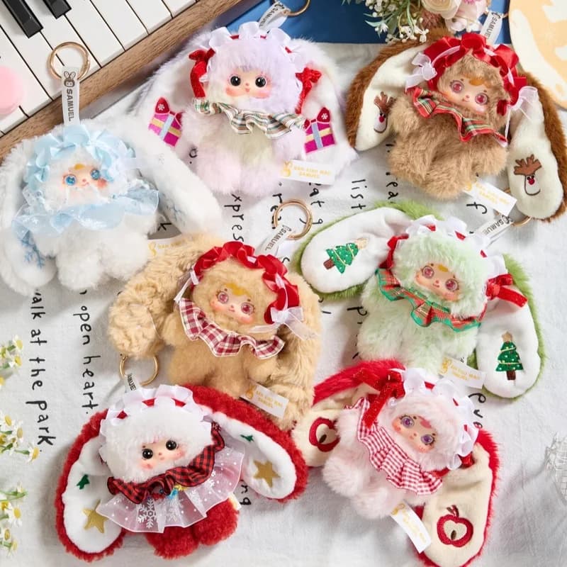 Nice Original Samuel Plush Keyring from the Snowy Night Tea Party Series - Blind Box Trendy Toy, Pendant for Bag, Gift for Girls and Women