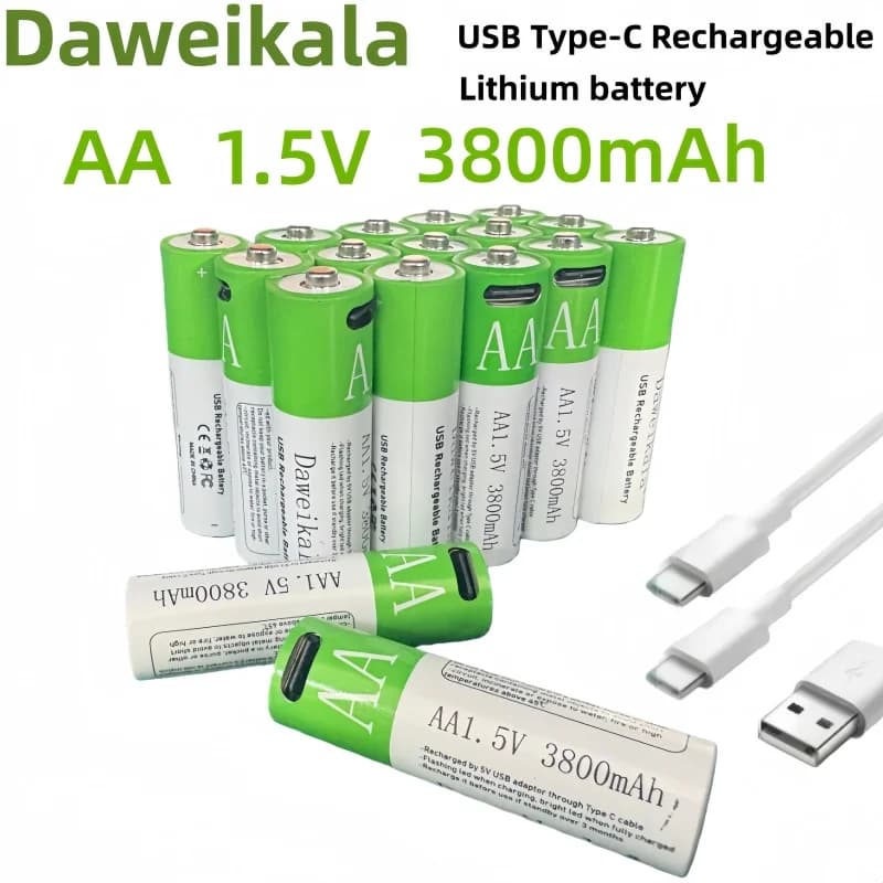 Daweikala 1.5V AA 3800mAh USB Tipo-C Batteria al litio ricaricabile per telecamera da caccia Mouse con telecomando Smart Door Lock Toys