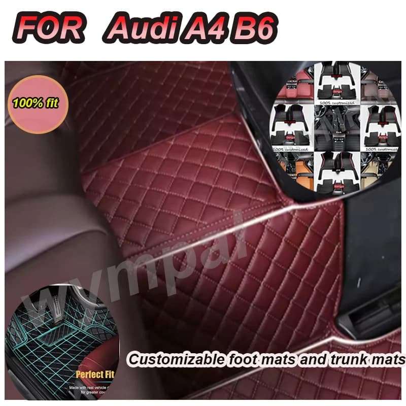Tappetini per auto automobilistici personalizzati di LUSSO per Audi A4 B6 2002 2003 2004 2005 2006 Auto in pelle di lusso