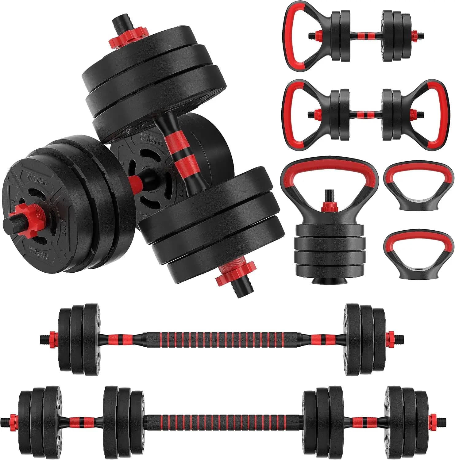 60LB 4-in-1 Adjustable Dumbbell Set - Barbell, Kettlebell, Push-up Stand