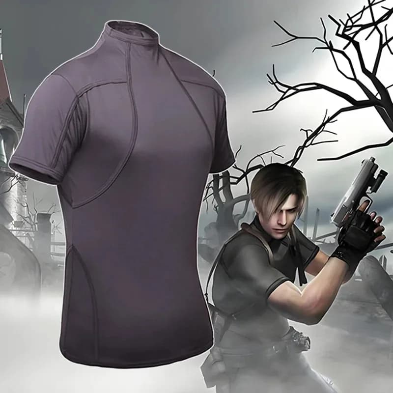 Gioco Biohazard Resident Leon Scott Kennedy T-shirt Costumi Cosplay Assorbimento del sudore e asciugatura flash Abbigliamento da combattimento per uomo