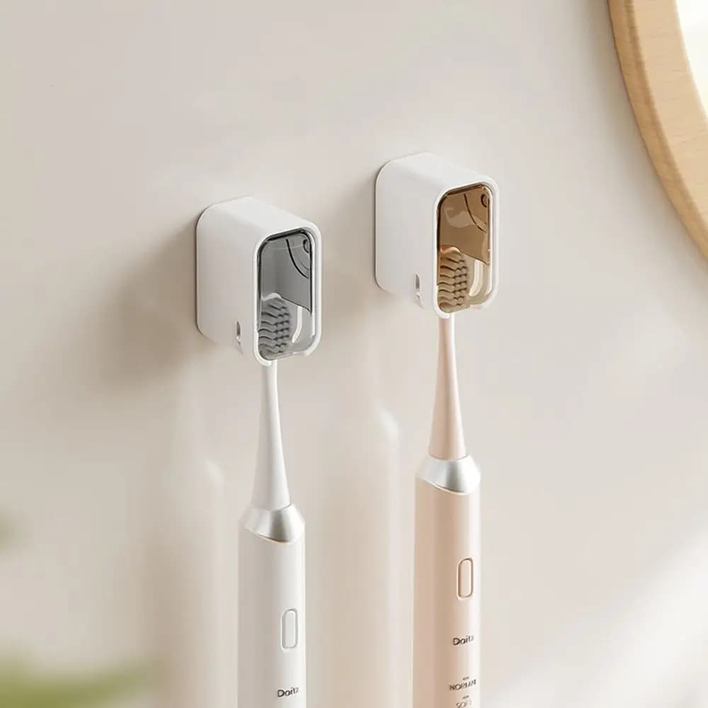 Porta spazzolino da denti elettrico in plastica da 3 pezzi Porta spazzolino da denti ribaltabile montato a parete Porta spazzolino antipolvere impermeabile