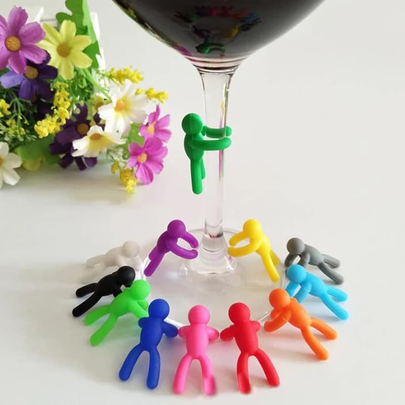 Etichetta in silicone Riconoscitore di bicchiere da vino Etichette di identificazione del bicchiere da bere Segni di etichette per accessori per bicchieri da festa
