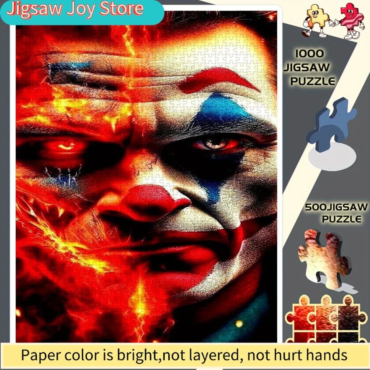 500 pezzi/puzzle, puzzle di carta, puzzle fai da te, puzzle, puzzle di grandi dimensioni, arte terrificante con una fiamma che brucia e un volto malvagio.