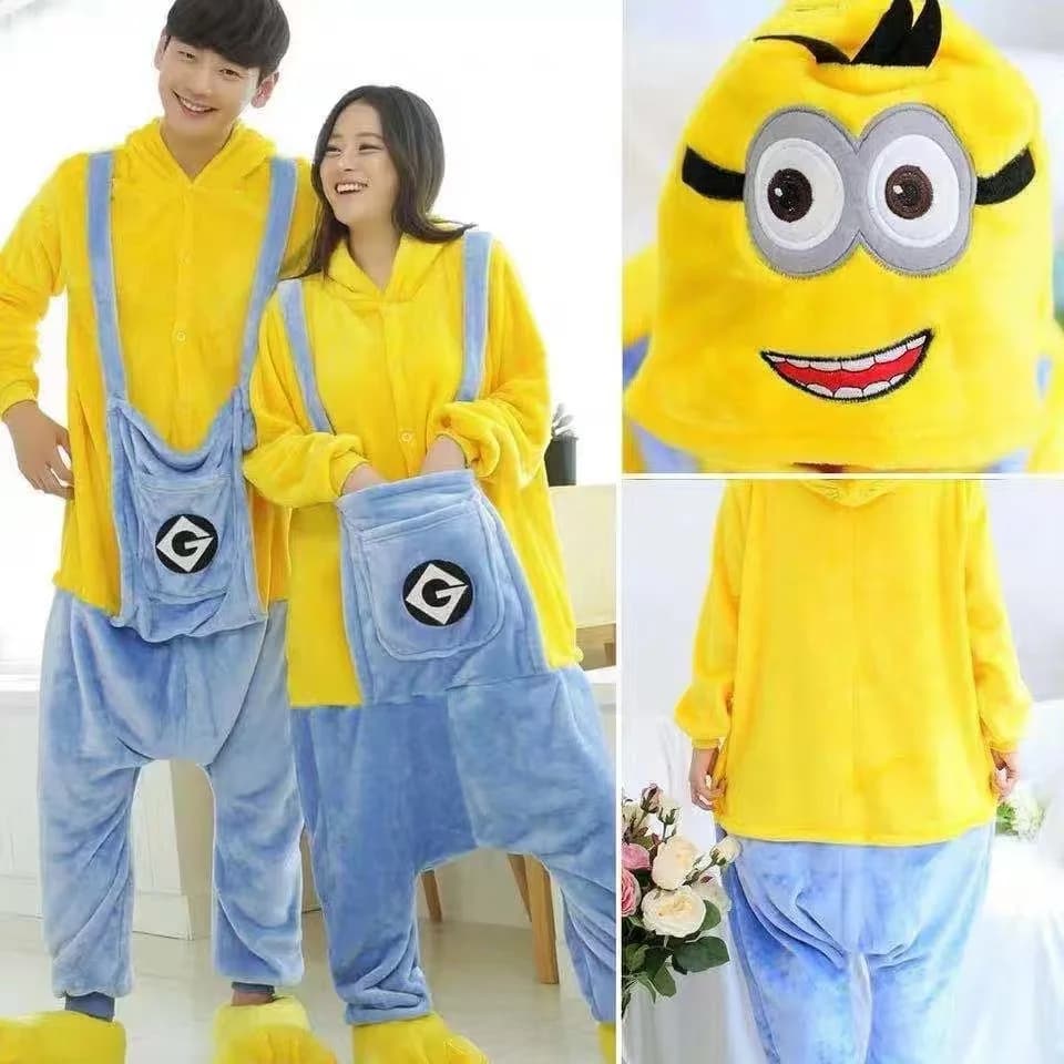 Pigiama intero da adulto Minions di Halloween, simpatico e creativo, divertente, spesso e caldo, per casa e cosplay, all'ingrosso
