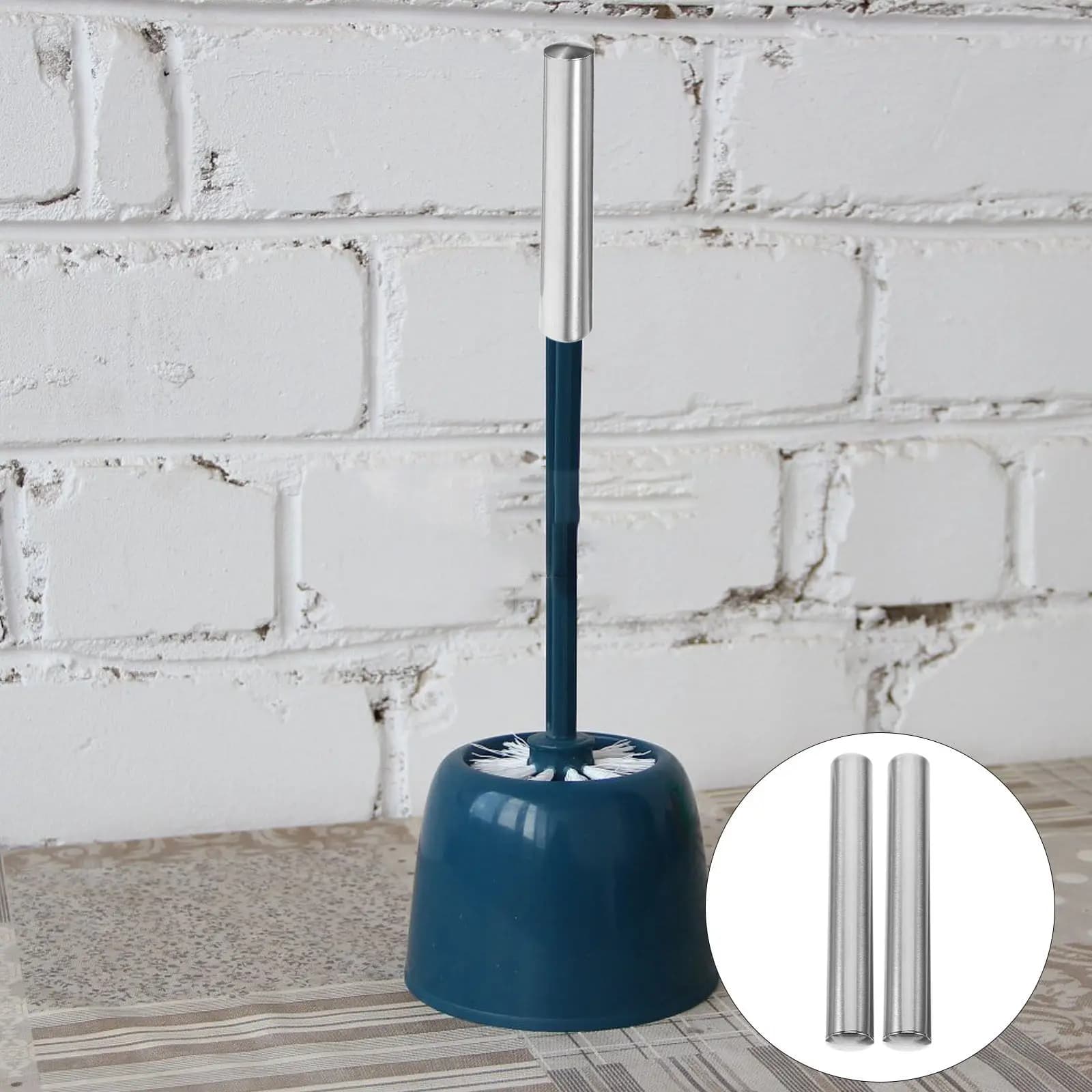 2Pcs Toilet Brush Handle Replacement Stainless Steel Robust Long Handle for Toilet Bowl Brush Easy Install Disassemble Bathroom