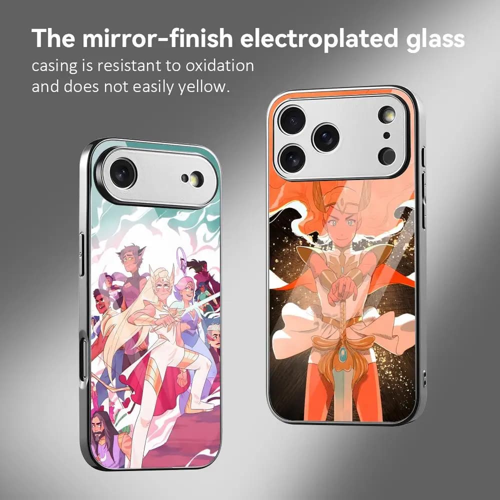 Custodia per iPhone S-She-Ra e le Principesse del Potere, in metallo galvanizzato, con paraurti, per iPhone 17 16 15 14 13 12 Pro Max Plus