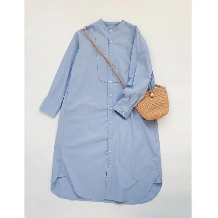 Artistic Lazy Style Women's Cotton Linen Dress Spring Autumn Loose A-Line Midi Skirt Long Sleeve Simple Elegant Youthful
