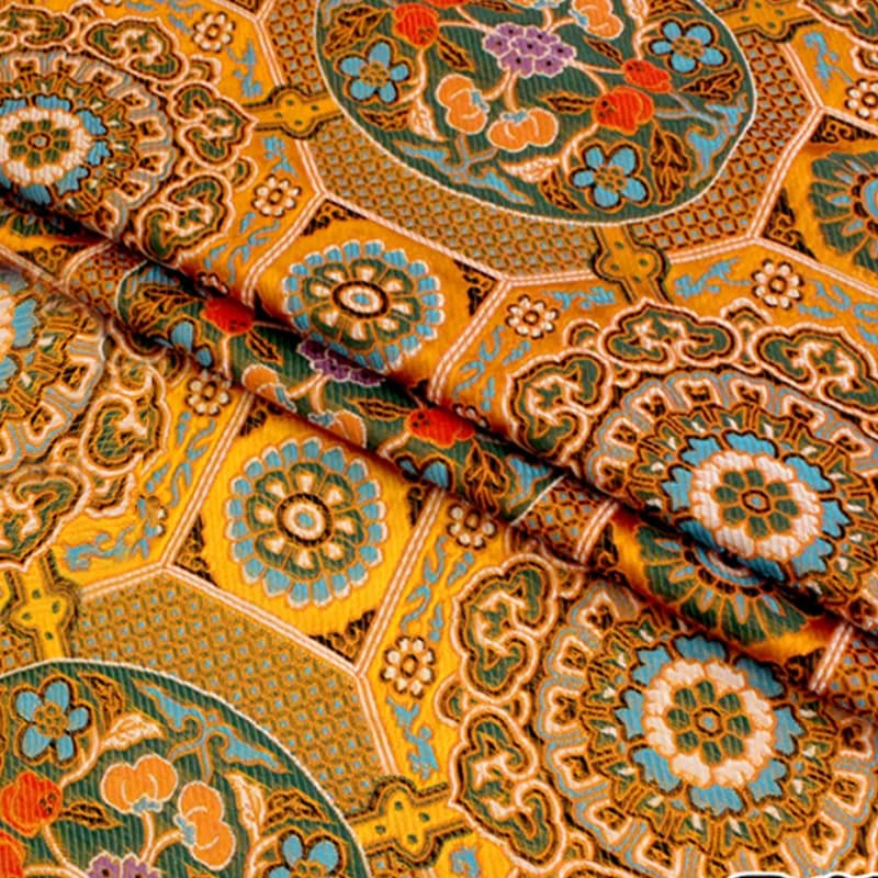 Tessuto broccato jacquard in stile cinese Abito mongolo Tessuto per abbigliamento tibetano Tessuto di seta filata broccato antico per costume fai da te