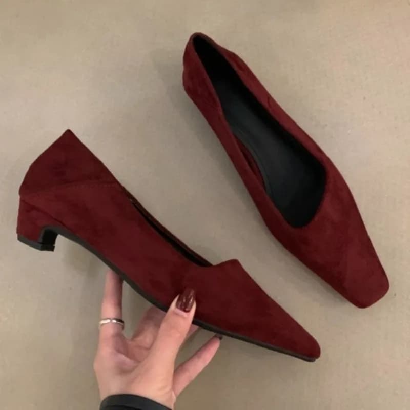 Women's shoes with suede heel signed little deep new moccasins shoes 2025 fashion elegant dress pumps classic party Zapatillas De Mujer