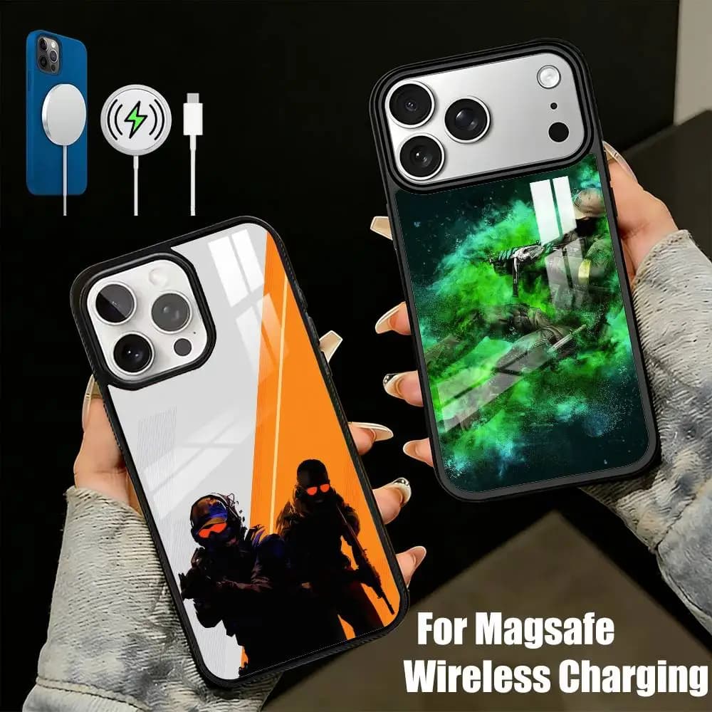 Cover per iPhone CS-GO Game C-Counter S-Strike 2 per iPhone 17, 16, 15, 14, 13 Plus, Pro Max, magnetica per ricarica wireless MagSafe