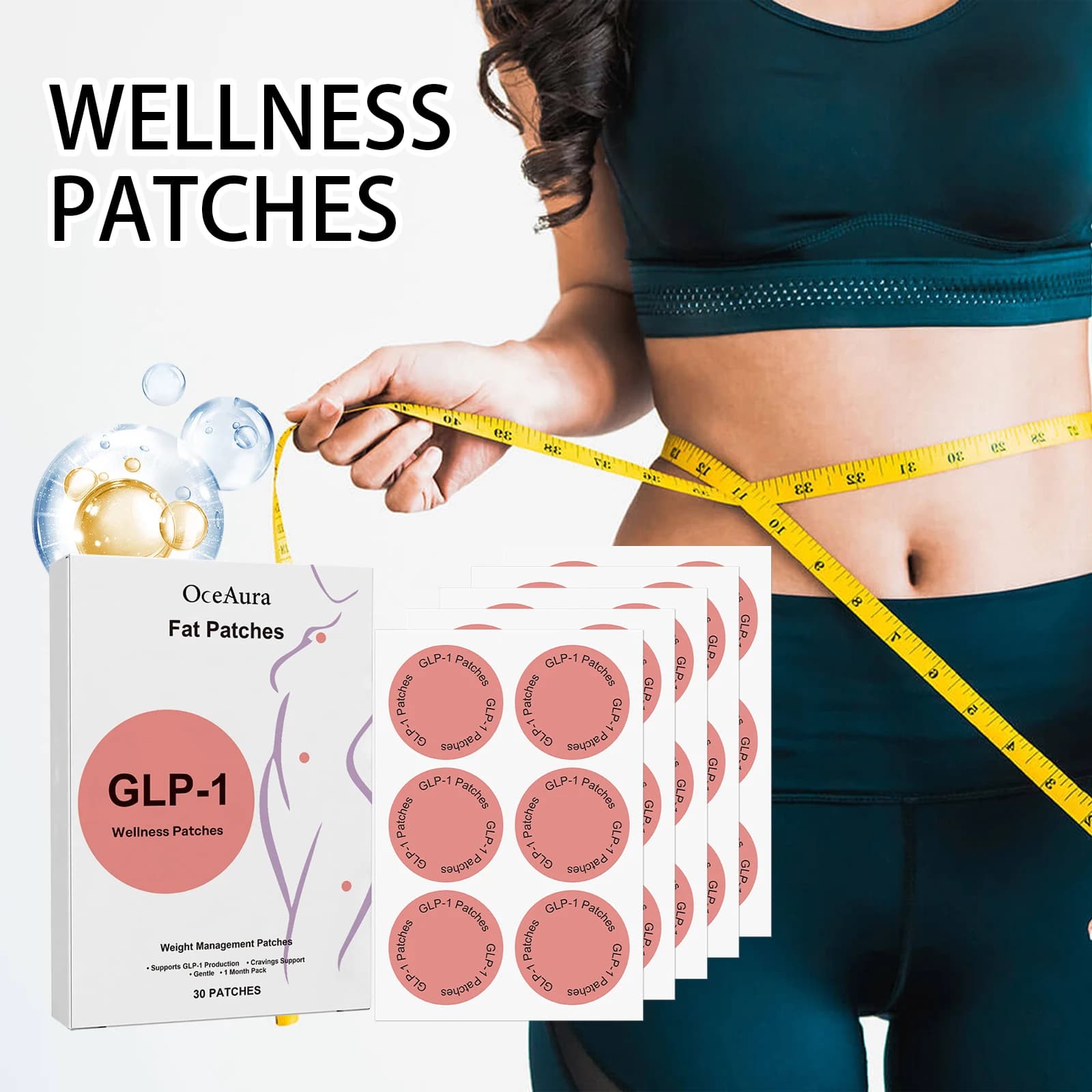 GLP-1 Patch for fat burning Appetizer control Bench fat burner Weight loss Sculpture molding Toppe for body care