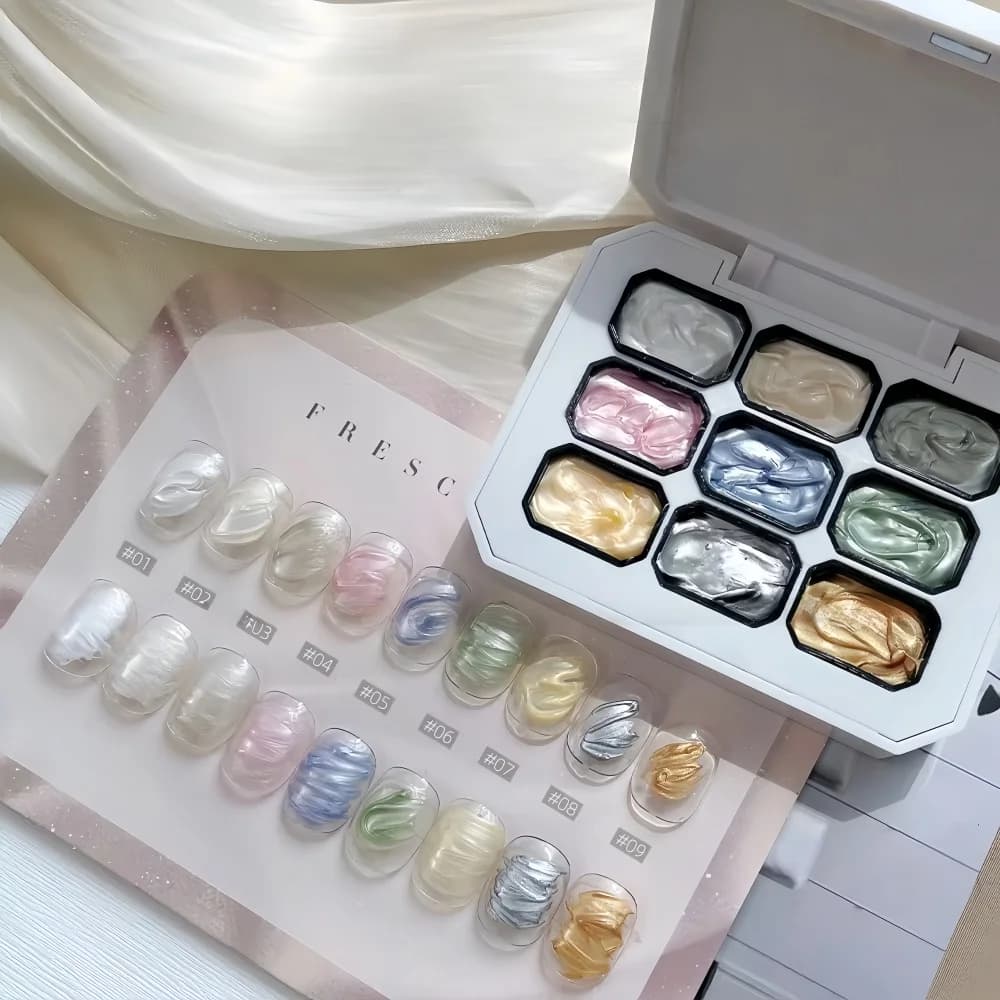 1pc solid color nail polish gel 9-grid color painting gel high saturation thick gradient patting gel nail art creation