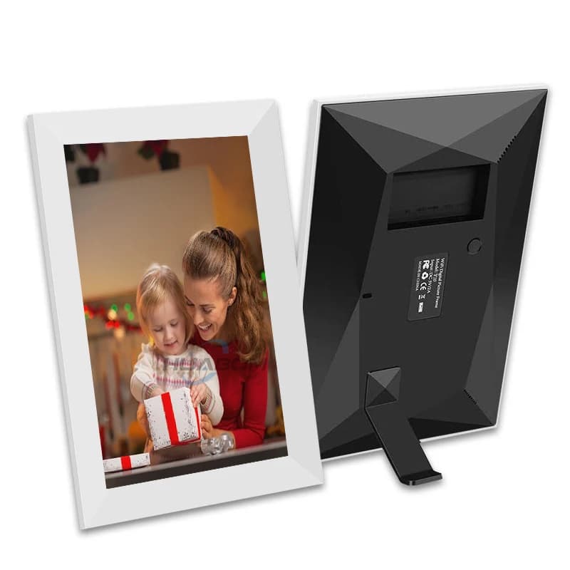 10.1 Inch Digital Photo Frame with Touch Screen Clock Audio-Video Playback Supports AVI MP3-Cloud Frame