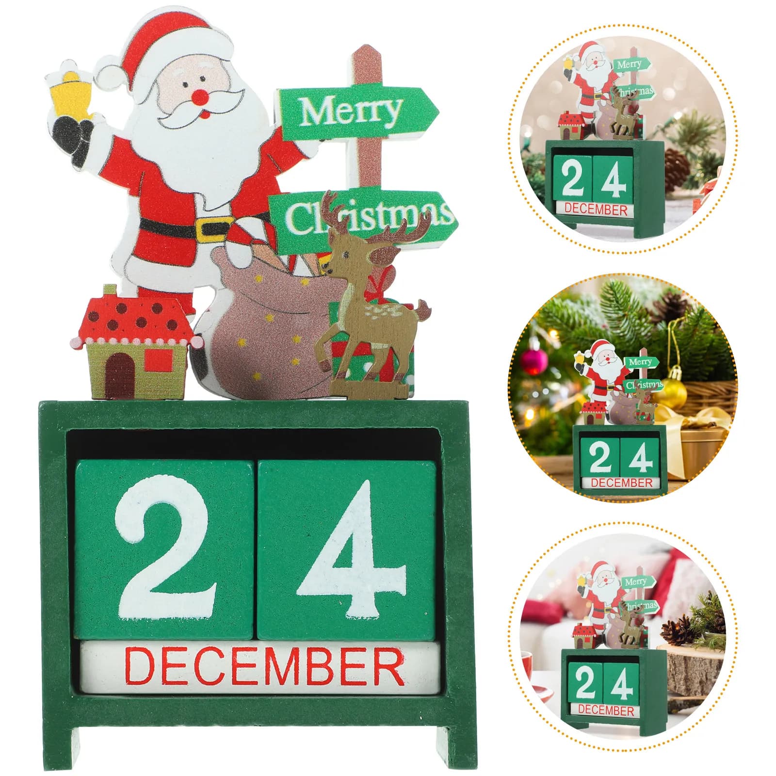 Calendario dell'Avvento in Legno con Blocchi Natalizi, Decorazione per Casa, Ufficio, Scrivania, Caminetto, Davanzale, Decorazione Festiva Natalizia