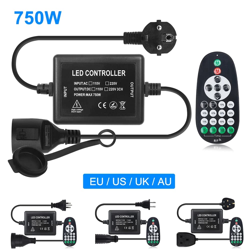 AC 110V 220V 240V LED Controller dimmerabile 750W Luci natalizie per esterni Lampadina Regola luminosa 23 tasti Kit remoto EU US UK AU