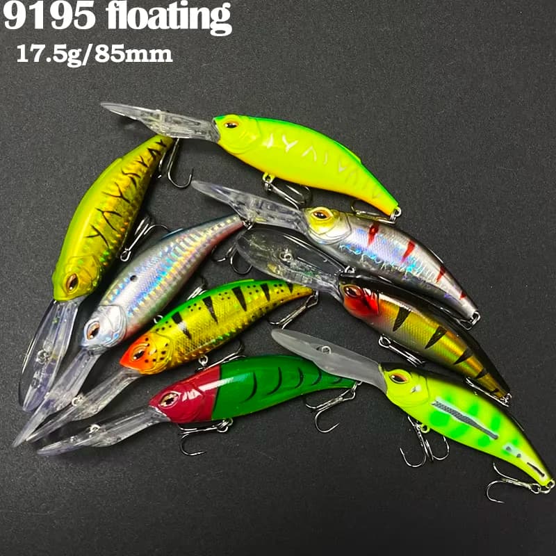 17g 85mm Diving profondo Galleggiante Minnow Esca d'acqua dolce Spigola Pesce gatto Esche da pesca Casting Lip lungo Esca dura artificiale Attrezzatura