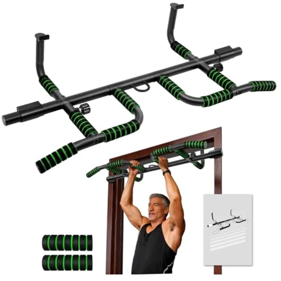 Internal traction bar with ergonomic grip for strength training at home, maximum load 200 kg, without screws, black color