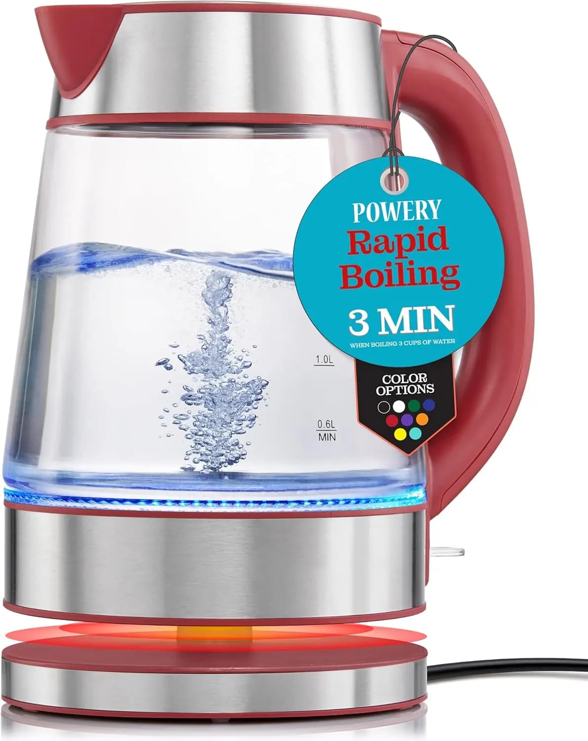 Quick Electric Kettle for Coffee and Tea - 1,7L, 1500W, Borosilicate Glass, Automatic Switching, Cooled Handle