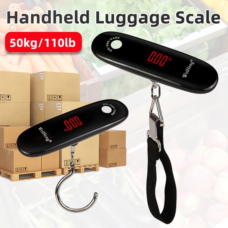Bilancia Portatile per Bagagli 110lb/50kg con Retroilluminazione, Bilancia Digitale per Pesare Valigie, Zaini, Pacchi