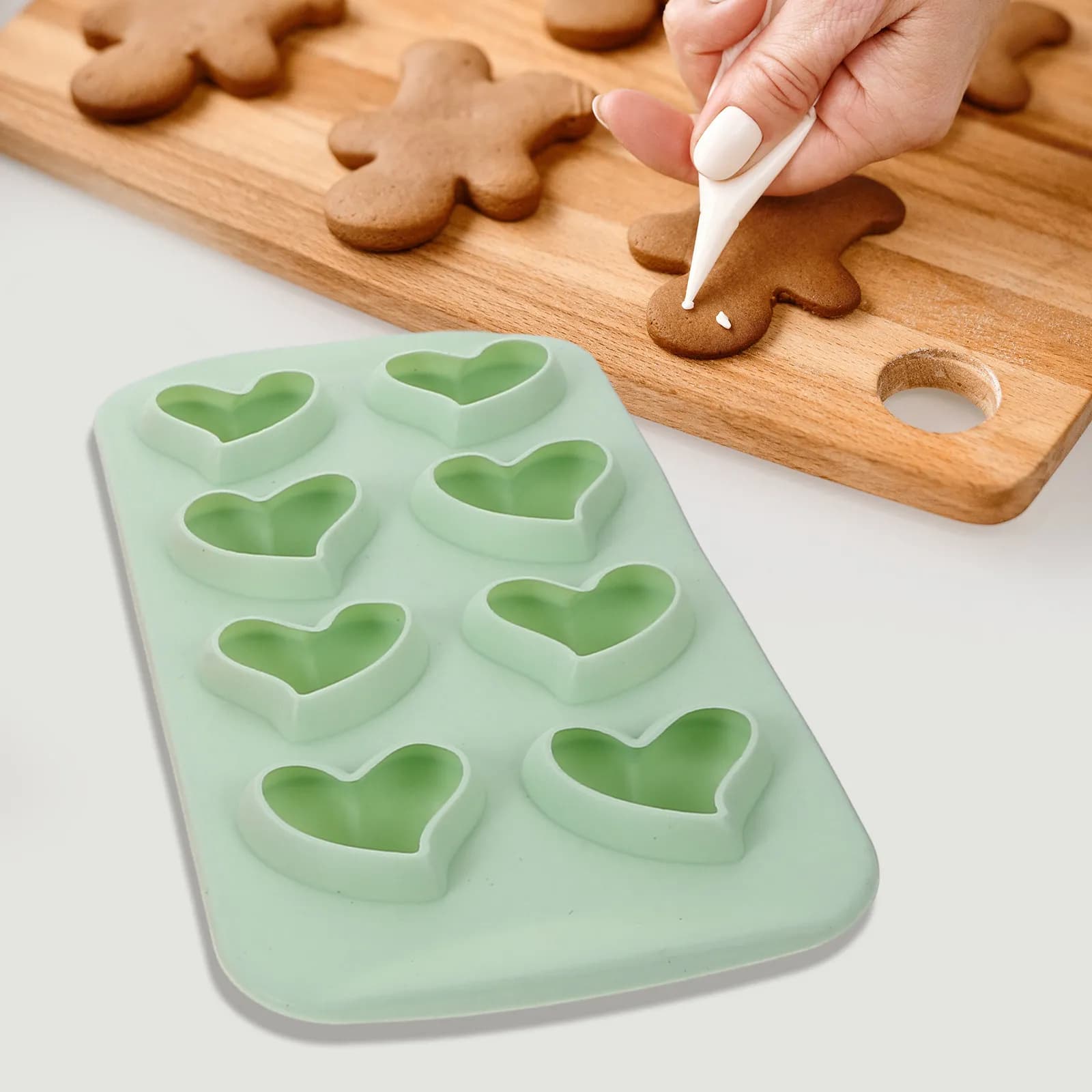Set di 3 Stampi in Silicone a Forma di Cuore per Cubetti di Ghiaccio, Cioccolato, Gelatina e Caramelle, per Frigorifero e Fai-da-Te