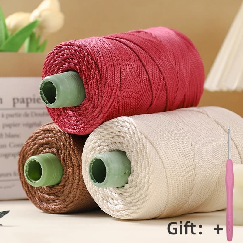 250g 3mm Uncinetto leggero Corda fresca Hollow filato per uncinetto Cappello da sole estivo Lavorato a mano fili spessi borsa cappello Cuscino