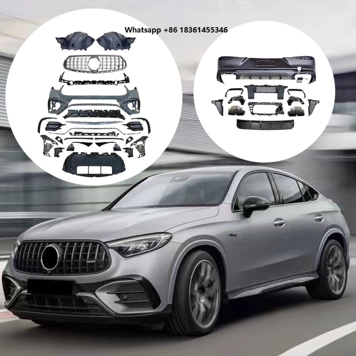 Per Mercedes GLC C254 GLC300 GLC COUPE 2023-2025: Kit di aggiornamento diffusore posteriore e terminali di scarico GLC63 - Ricambi look diffusore posteriore GLC