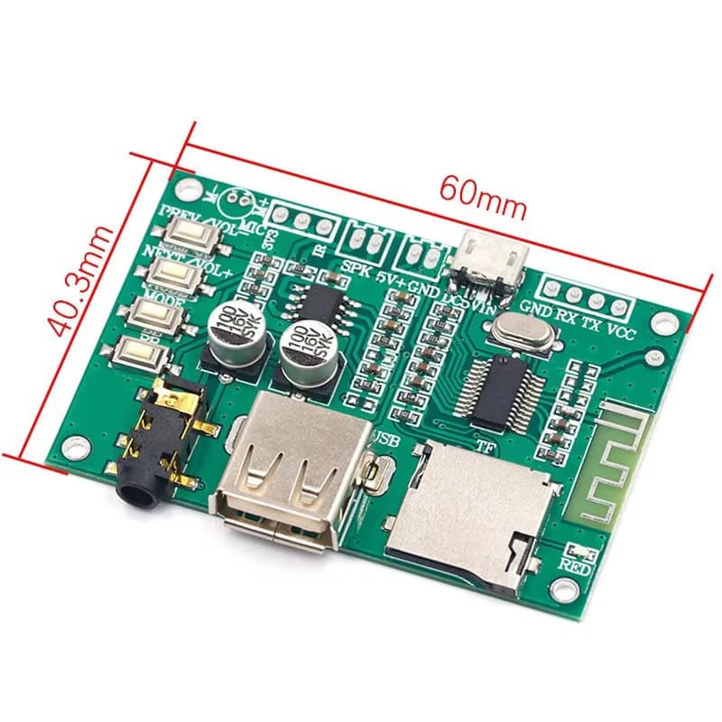 Modulo Scheda Amplificatore Audio Bluetooth 5.0 con Decodificatore MP3 per Schede TF e USB, Riproduttore Audio Lossless