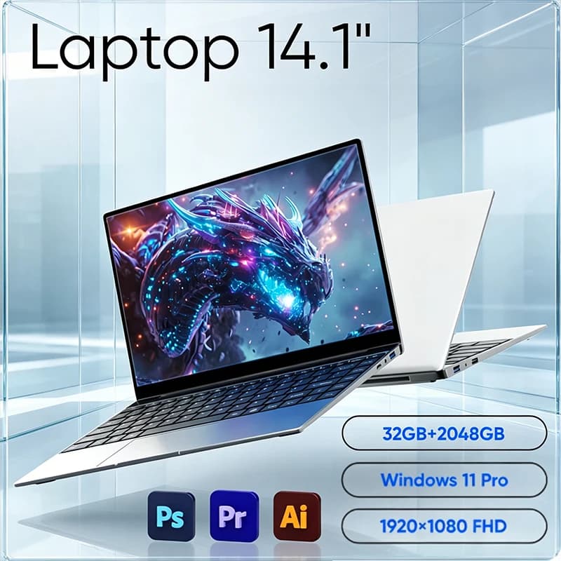 Ultra Thin 14.1 Inch Business Laptop Intel i7-8650U 16GB DDR4 2TB SSD Win11 pro Portable Premium Mobile Computing