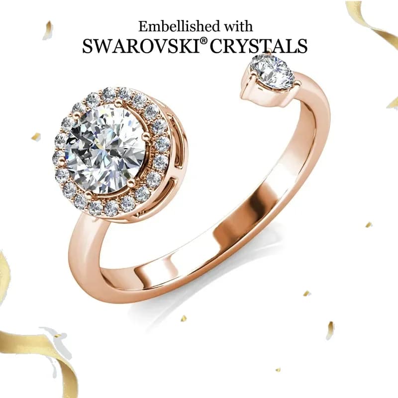 Anello Daisini in cristallo austriaco di Swarovski Fidget Spinner per donna Anello da dito rotondo Halo Ruota gioielli da sposa antistress