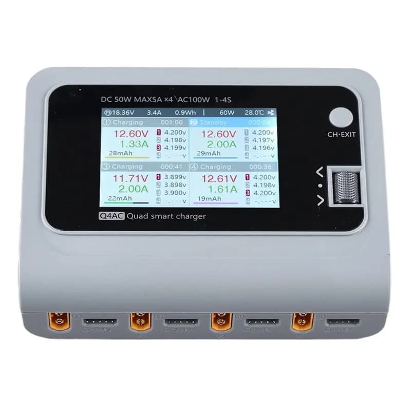 B27B For RC Car 3S Lipo Battery With XT60 And XT30 Adapters, 4-Port DC Smart Discharger(4X50w, 5A), AC 100W EU Plug Incl