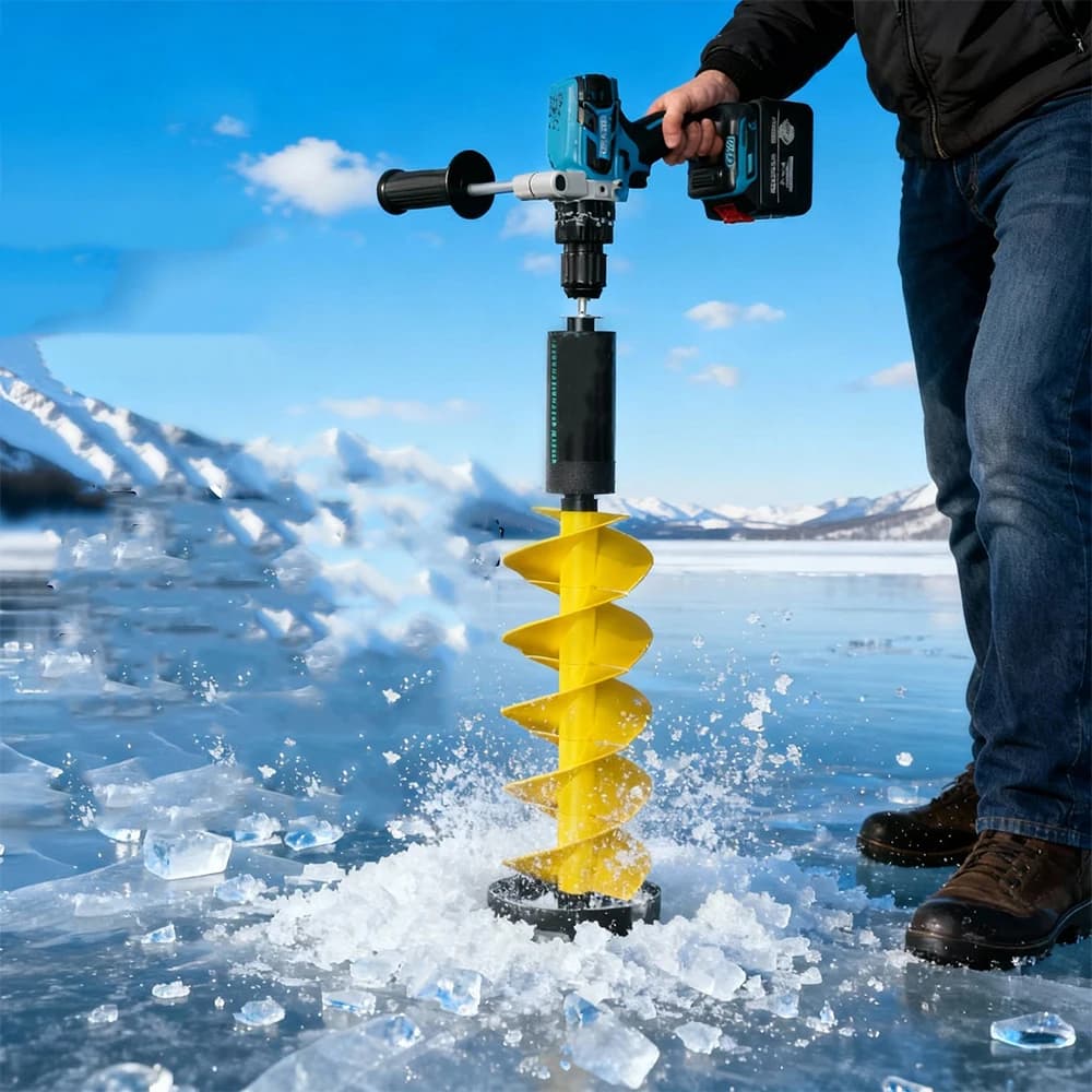 Kit Trivella Elettrica per Ghiaccio da 6 Pollici con Lame Affilate, Resistente agli Urti, con Posizionatore per Pesca ed Emergenze