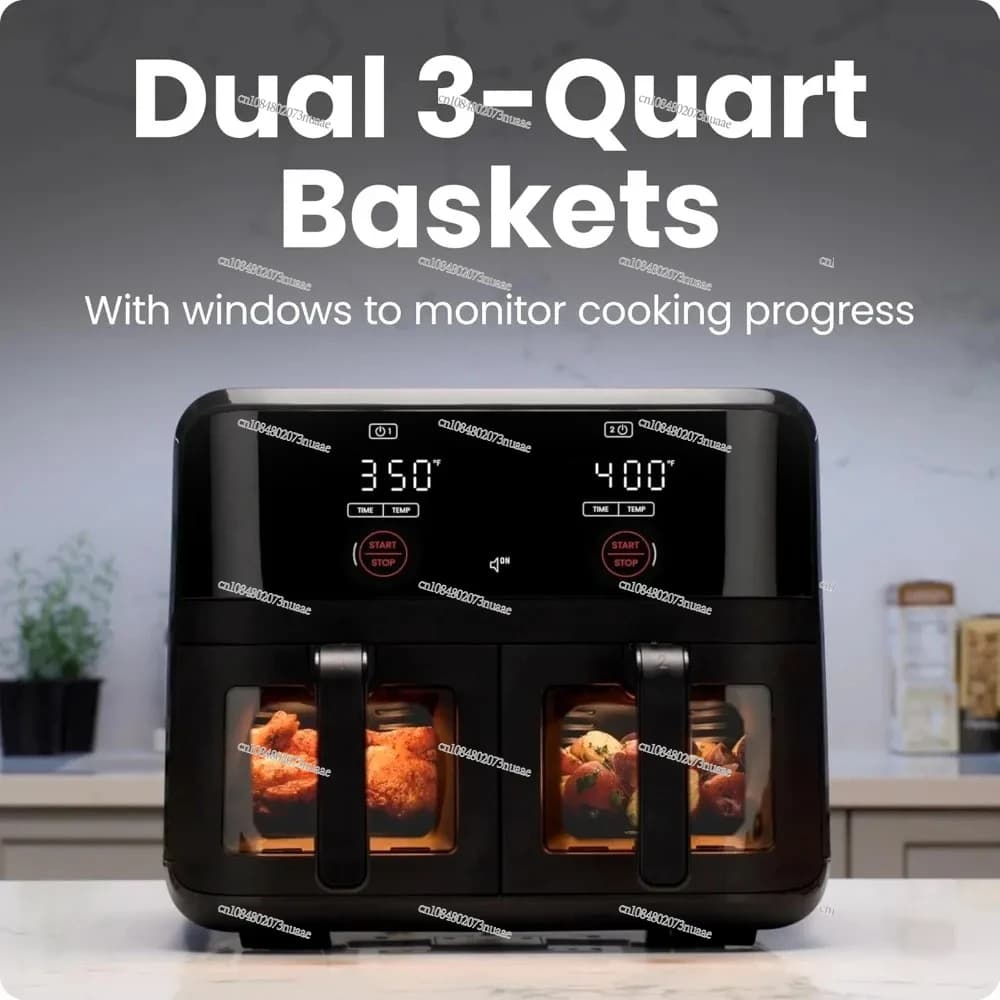 Forno friggitrice ad aria a doppio cestello da 6 litri con finestre Easy View, finitura Sync, Hi-Fry, spegnimento automatico, 2 indipendenti - Best