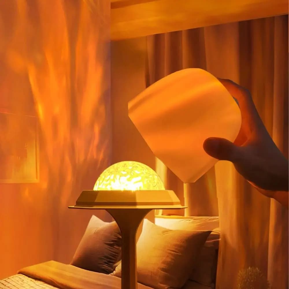 Lampada da scrivania a LED con design a piedi alti, telecomando, telecomando, lampada per proiezione di ondulazioni dell'acqua, proiezione d'onda impermeabile