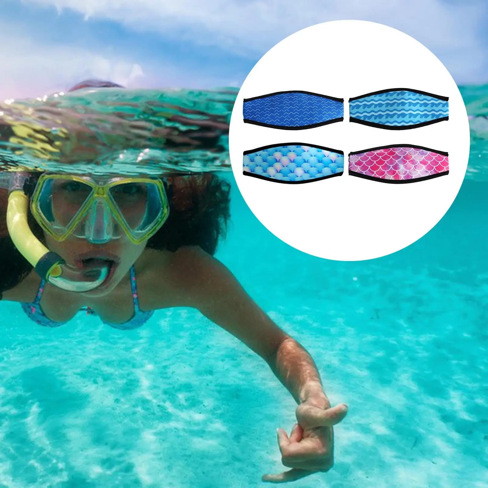 Fascia per capelli da nuoto per snorkeling sostitutiva in neoprene regolabile per immersioni Cuba