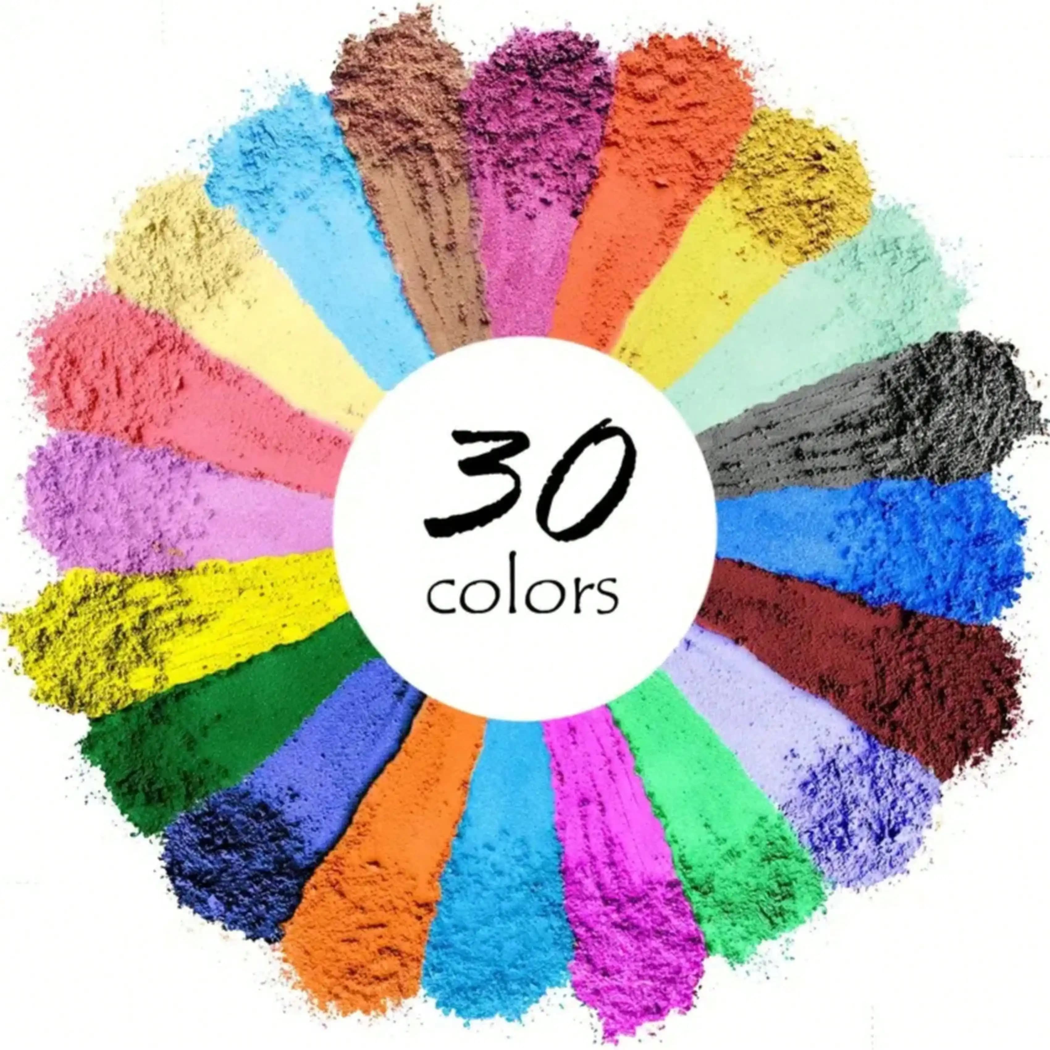 Set di 30 Pigmenti in Polvere di Mica - Tonalità Vibranti e Non Ripetitive, Adatti per Resina Epossidica, Bombe da Bagno, Candele, Produzione di Sapone e Creazioni con Slime