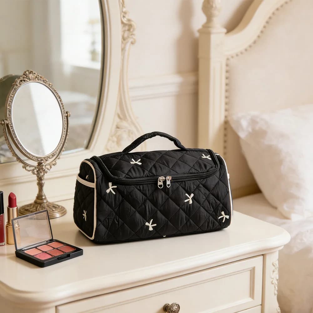 Portable Makeup Travel Bag for Hair Dryer Toiletries and Accessories Large Capacity Organizer 32x16.5x16.5cm Polyester Material