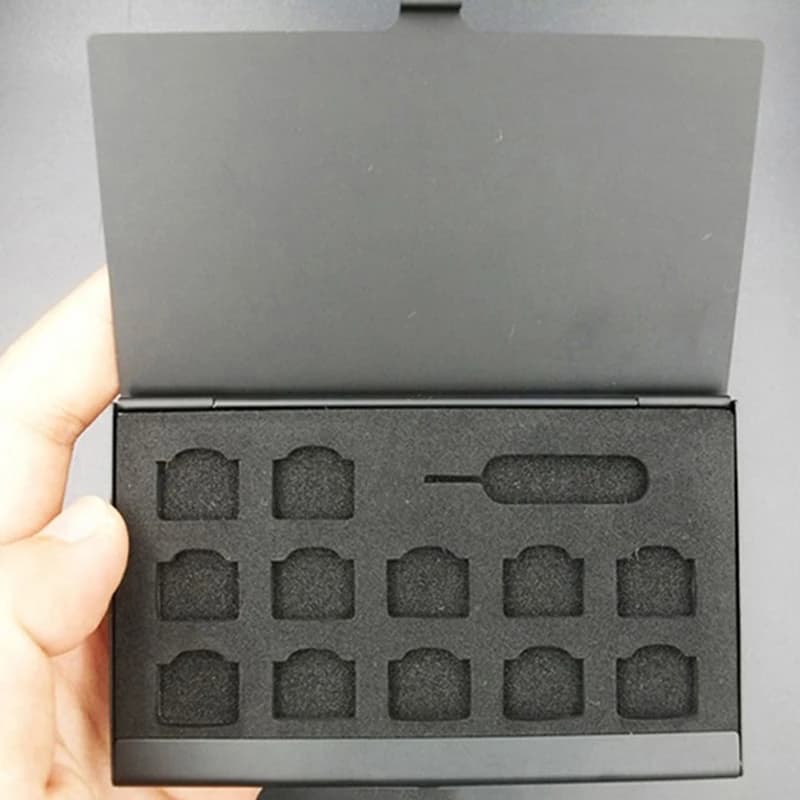 New 12-Slots-NANO+1-Slot-Card-Pin Aluminum Portable SIM Micro Pin SIM Card Nano Memory Card Storage Box Case Protector Holder